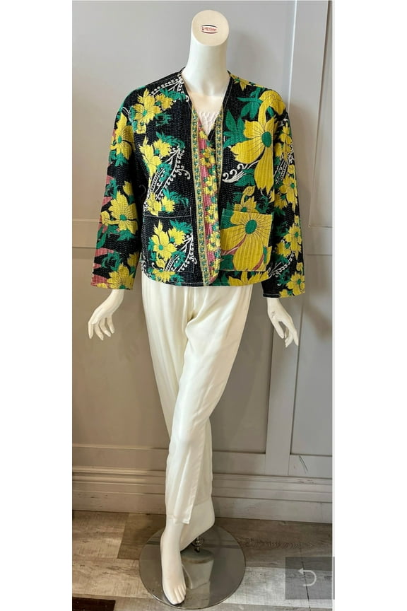 Black & Yellow Kantha Work Jacket