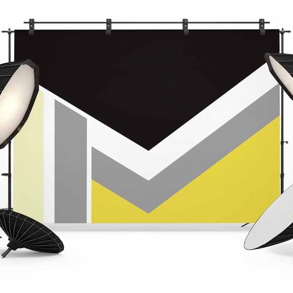 Black Yellow Lines Photography Backdrop 8x6FT, Geometric Abstract Black Yellow Grey Texture Photo Backdrops, Background for Photography Studio Photo Studio Background, Back Drop for Photoshoot
