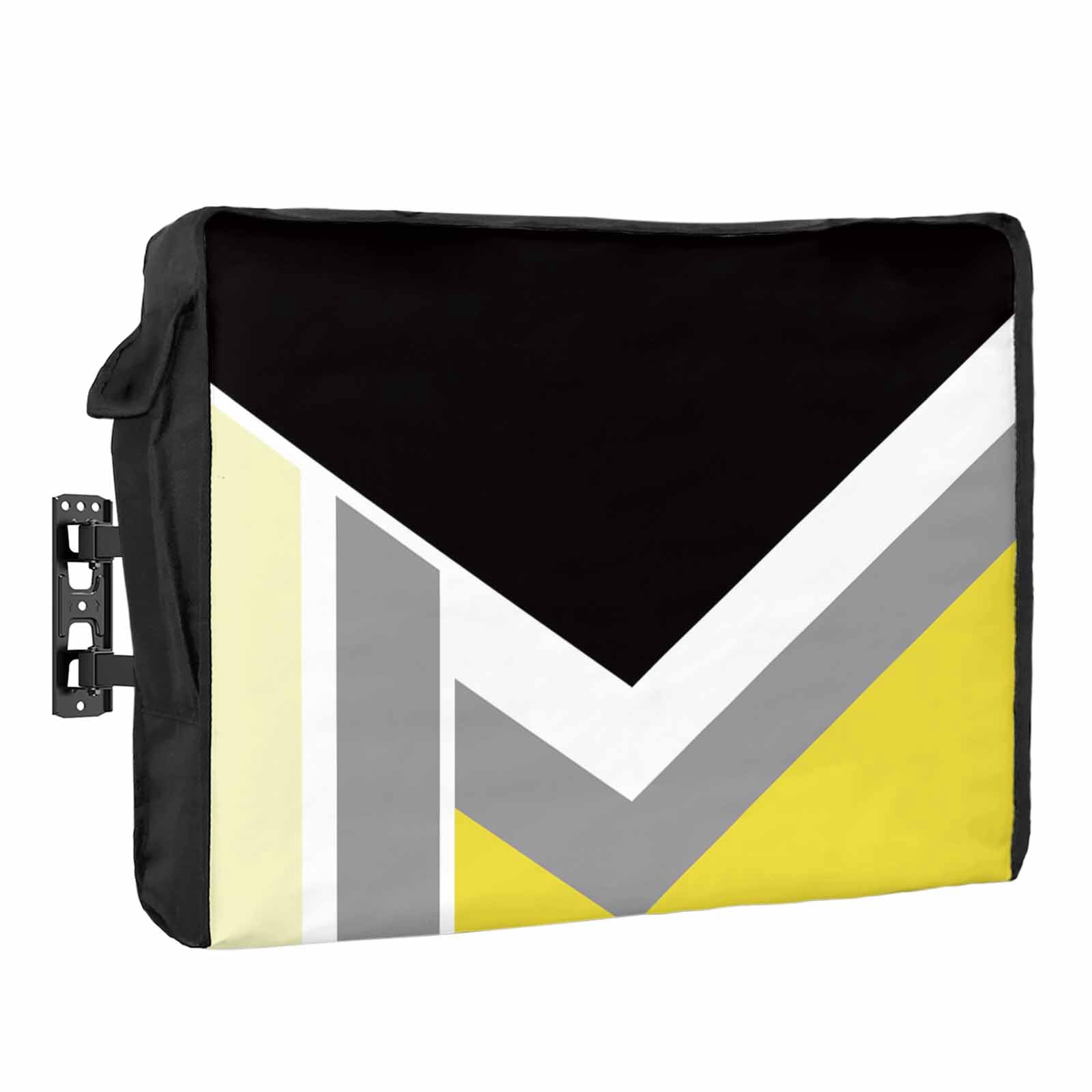 Black Yellow Lines Waterproof Outdoor TV Cover, Geometric Abstract ...