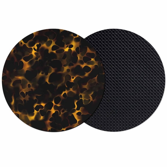 Black Yellow Orange Coasters Set of 2, Soft Absorbent Coasters for Drinks, Minimalist Abstract Art Non-Slip Cup Coaster Mat with Rubber Bottom for Home Kitchen Desk Coffee Bar Table Decor 4"