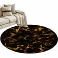 thumbnail image 1 of Black Yellow Orange Round Area Rug 4ft, Minimalist Abstract Art Washable Non-Slip Circle Rugs for Bedroom Living Room Kitchen, Soft Non Shedding Circle Carpet for Dining Room Dorm, 1 of 9