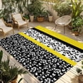 thumbnail image 1 of Black Yellow Outdoor Rug 3x5 Ft - Reversible Patio Rug Outdoor Camping Rugs, Garden Floral Stripe Aesthetic Flower Boho Indoor Outdoor Area Rugs, Non-Slip Outdoor Carpet Runner for Deck/Porch, 1 of 8