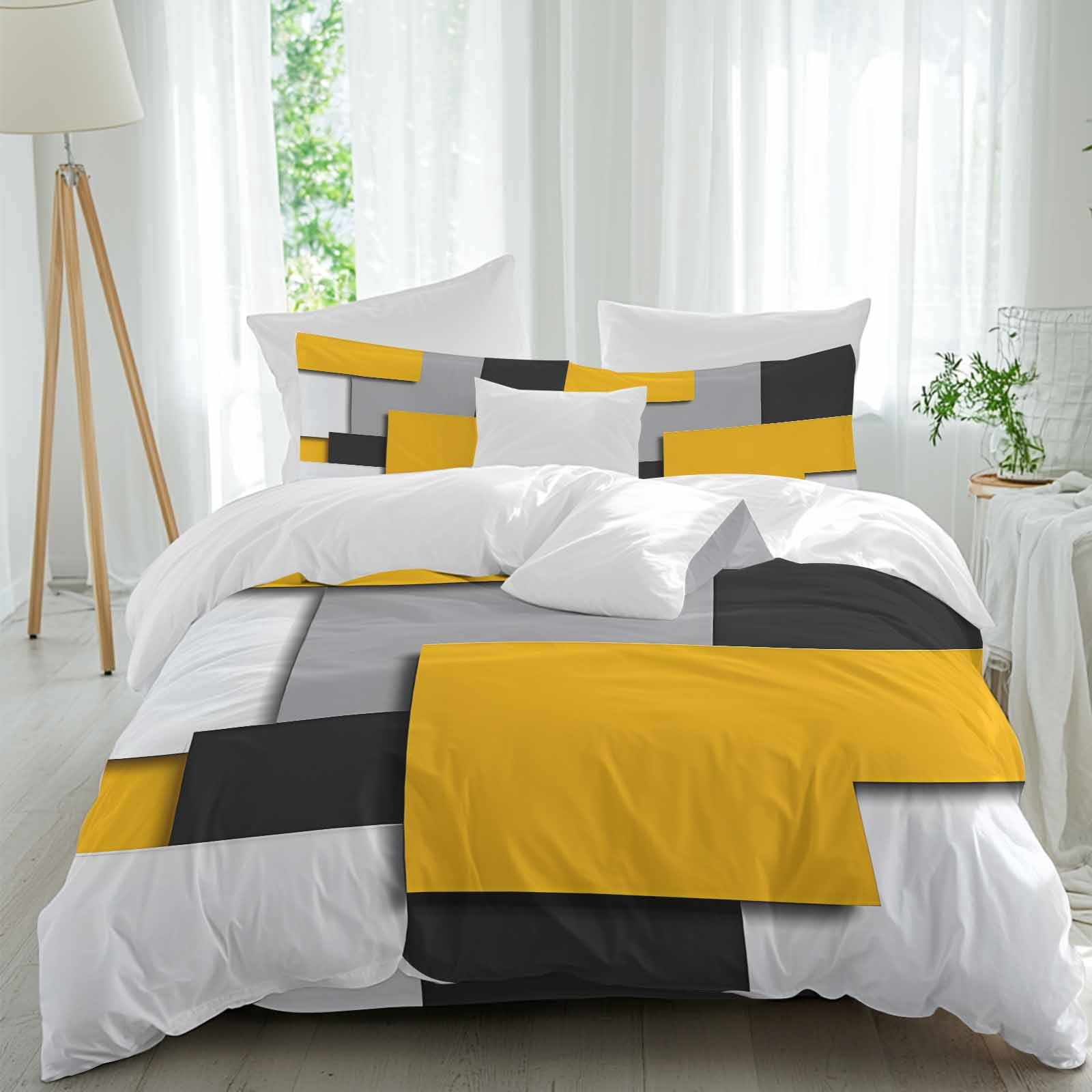 Black And Yellow Comforter Set