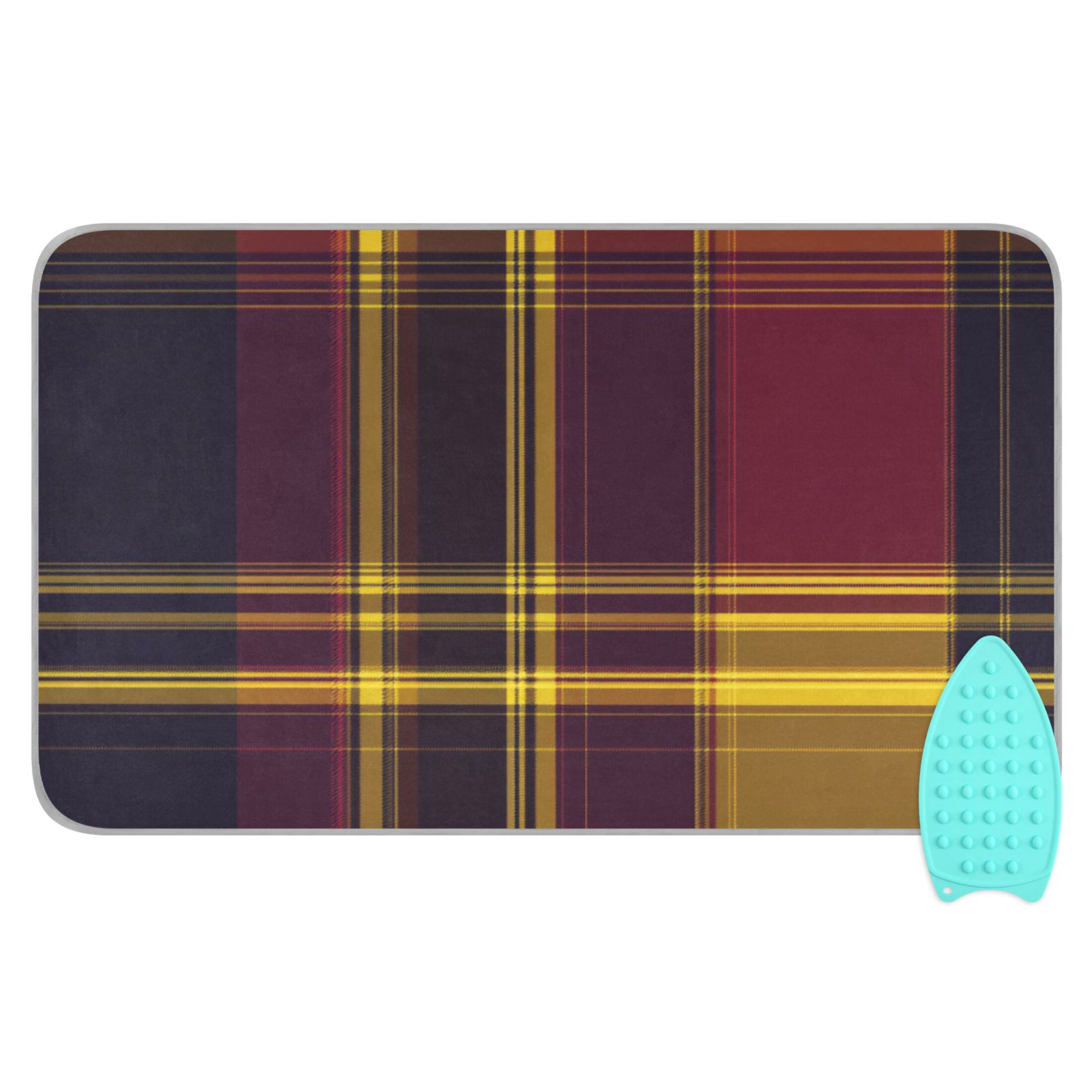 Black Yellow Pattern Ironing Mat Blanket for Table Top Travel Portable Ironing Board Pad 47.2x27.6 Inch