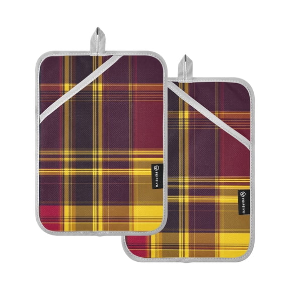 Black Yellow Pattern Oven Mitts Pot Holders 2 pcs Heat Resistant for Kitchen Baking Grilling
