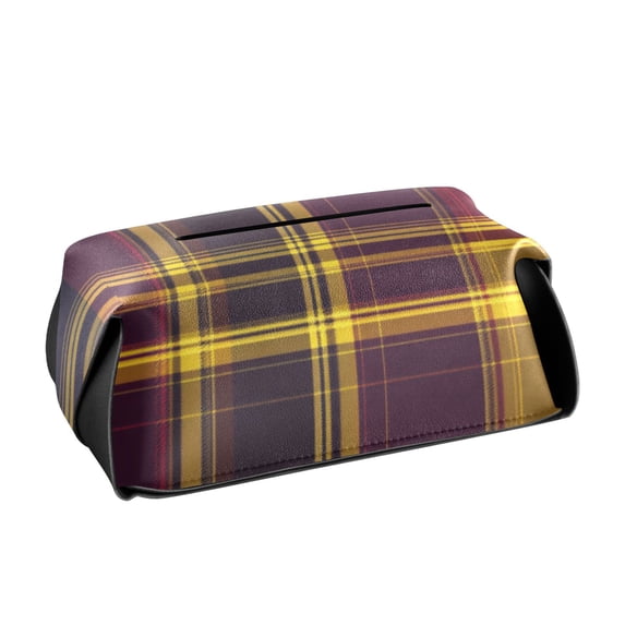 Black Yellow Pattern Tissue Box Cover Leather Square Rectangle Tissue Box Holder for Bathroom Living Room Desk Office Decor