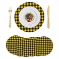 thumbnail image 1 of Black Yellow Plaid Round 13 Inch Placemats Set of 6, Retro Country Buffalo Check Gingham HeatResistant Non Slip Place Mats for Dining Table, Wipeable Braided Kitchen Table Mats for Housewarming, 1 of 9