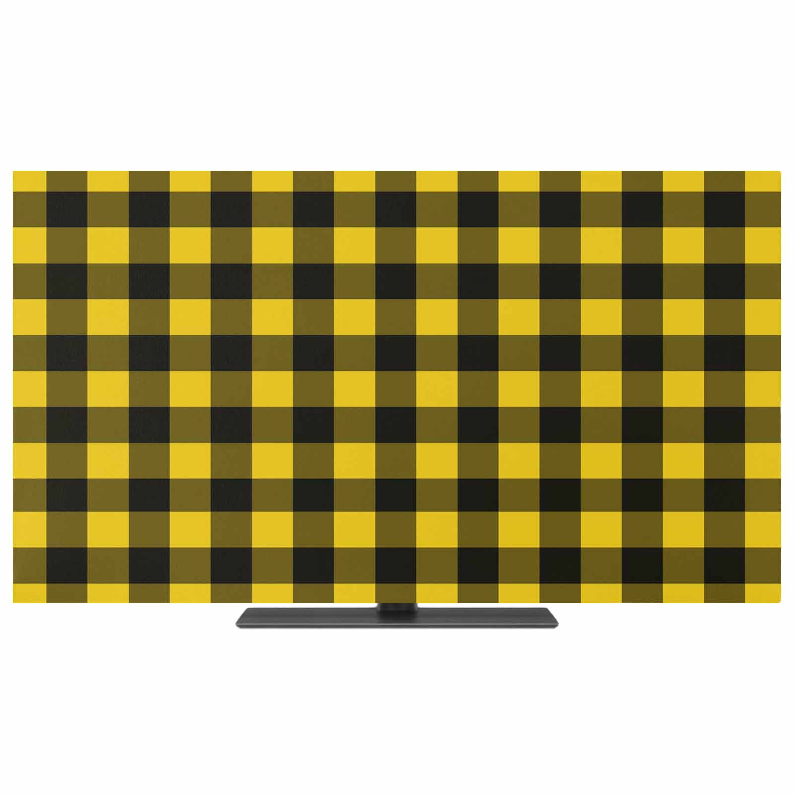 Stretchable Computer Screen Black Yellow Plaid TV Dust Cover,Stretchable TV Screen Desktop Computer ...
