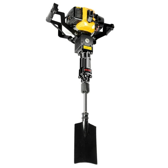 Black+Yellow Portable Tree Digger, 1250W. Single-cylinder Two-stroke, 52cc. Removable Shovel, Air-cooled. High-efficiency, Low-noise.