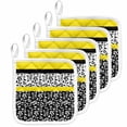 thumbnail image 1 of Black Yellow Pot Holders for Kitchen Heatproof Potholder, 5 Pack Garden Floral Stripe Aesthetic Flower Boho Hot Pads Multipurpose Oven Pads Cloth Potholders Trivet for Cooking Baking, 1 of 8