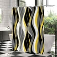 thumbnail image 1 of Black and Yellow Shower Curtain, Abstract Modern Grey and Yellow Bathroom Decor Accessories, Waffle Weave Textured Fabric Shower Curtain Set with Hooks, 72x72, 1 of 6