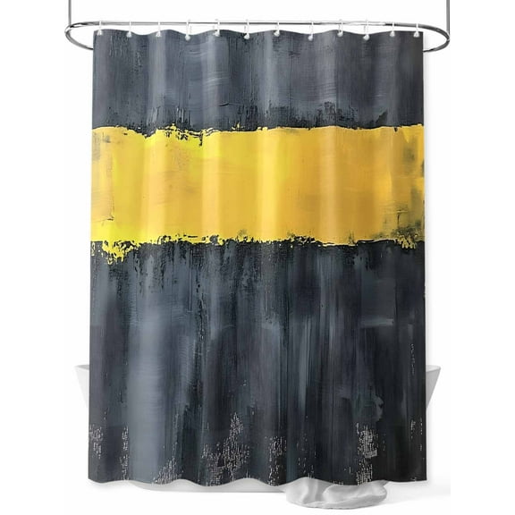 Black Yellow Shower Curtain Set ，Waterproof Fabric Shower Curtains Oil Painting Shower Curtains for Bathroom,Bathroom Decor 72"x84"