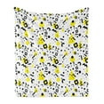thumbnail image 1 of Black and Yellow Soft Flannel Fleece Blanket, Prehistoric Patterns of Minimalism 80's 90's Years Memphis Style, Cozy Plush for Indoor and Outdoor Use, 50" x 70", Black Yellow White, by Ambesonne, 1 of 5