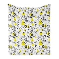 thumbnail image 1 of Black and Yellow Soft Flannel Fleece Blanket, Prehistoric Patterns of Minimalism 80's 90's Years Memphis Style, Cozy Plush for Indoor and Outdoor Use, 60" x 80", Black Yellow White, by Ambesonne, 1 of 5