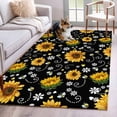 thumbnail image 1 of Black Yellow Sunflower Area Rugs 3'x5', Washable Small Throw Rugs for Living Room Bedroom, Summer Botanical Farmhouse Floral Indoor Outdoor Rug Non-Slip Low Pile Carpet Runner Reversible Floor Mats, 1 of 8