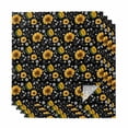 thumbnail image 1 of Black Yellow Sunflower Cloth Napkins, Summer Botanical Farmhouse Floral Washable and Reusable Dinner Napkins Set of 4, Table Napkin for Kitchen Party Birthday Wedding Hotel Housewarming 20"x20", 1 of 9