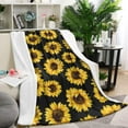 thumbnail image 1 of Black Yellow Sunflower Pattern Blanket,Comfortable Soft Lamb Wool Throw Blanket,All Season,Warm Lightweight Blankets for Sofa Bed Couch Living Room Chair,40"x50", 1 of 4