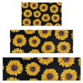 thumbnail image 1 of Black Yellow Sunflower Pattern Kitchen Rugs Sets Of 3,Kitchen Runner Rugs Non Skid Washable,Decorative Kitchen Floor Mats for Kitchen,Sink,Laundry,17"x30"+ 17"x47" + 17"x59", 1 of 6