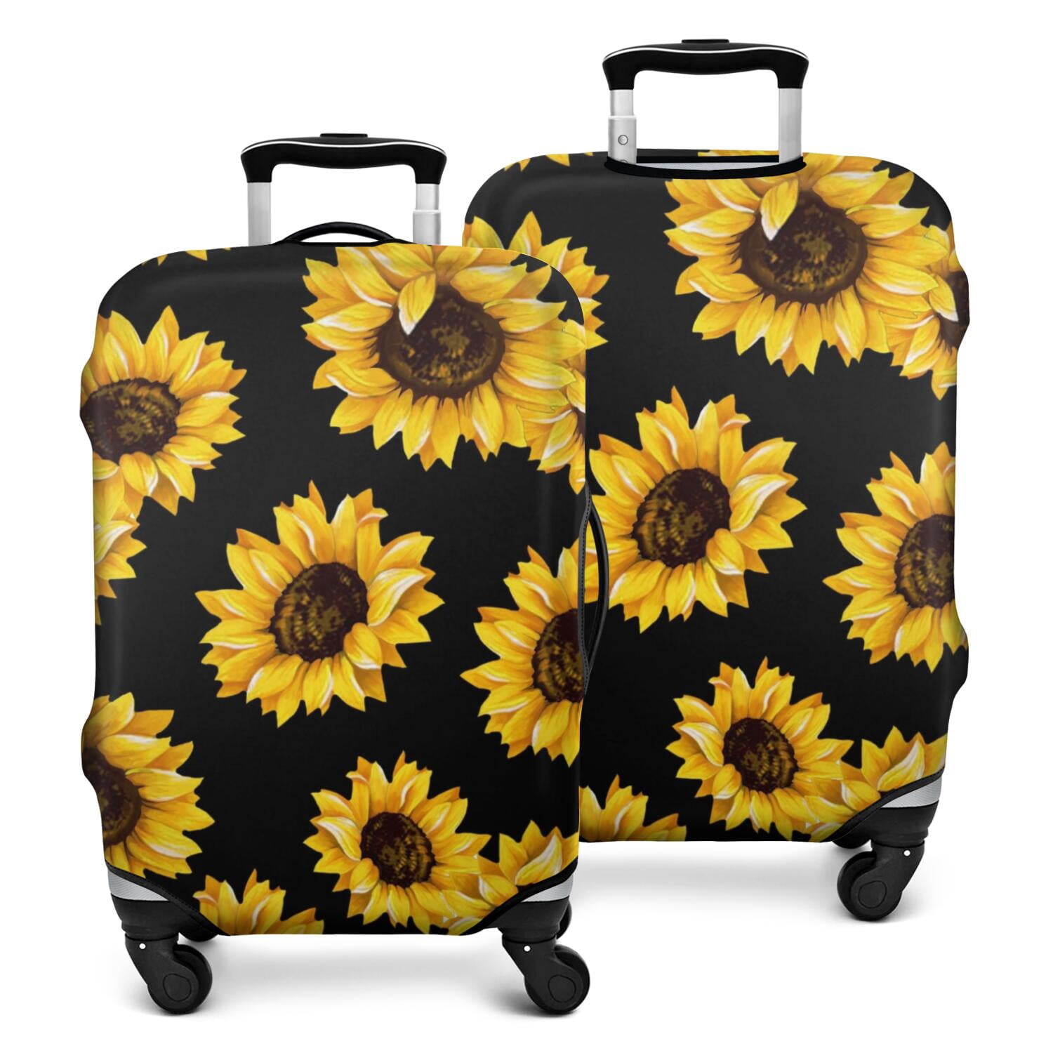 Luggage Cover Pattern Black Yellow Sunflower Pattern Luggage Cover Fashion Suitcase Cover ...