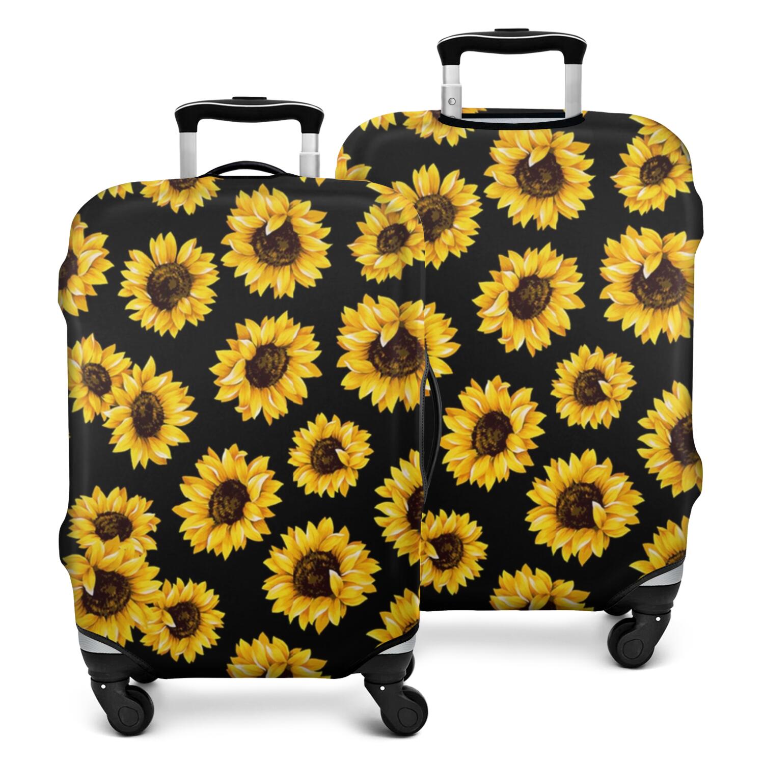 Luggage Cover Pattern Black Yellow Sunflower Pattern Luggage Cover Fashion Suitcase Cover ...