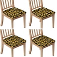 thumbnail image 1 of Black Sunflower Seat Covers for Dining Room Chairs Set Of 4,Stretch Printed Washable Chair Seat Cover with Elastic Ties and Button,Removable Waterproof Couch Cushion Covers, 1 of 6