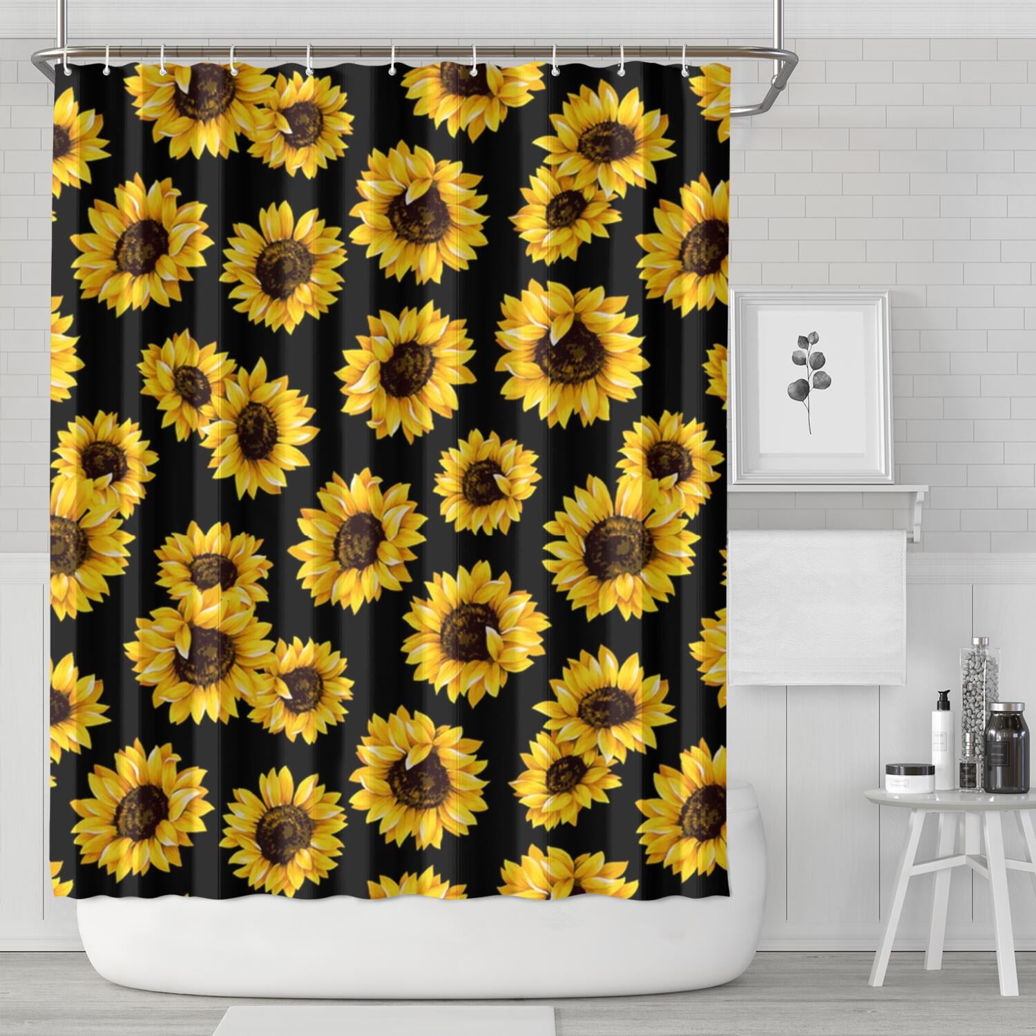 Black And Yellow Shower Curtainnull