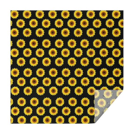 Black Yellow Sunflower Pattern Square Tablecloth,Waterproof Square Table Cover,Wipeable Spillproof Washable Table Cover for Home Kitchen Party Decor 42"X42"(107x107cm)