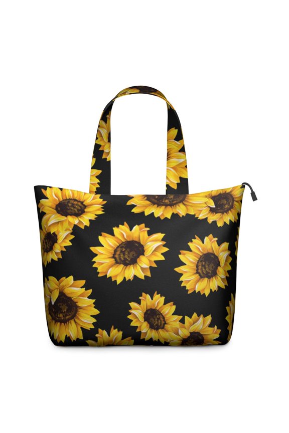Black Yellow Sunflower Pattern Travel Tote Bags for Women Carry On,Large Weekender Bags for Women Travel,Multi Functional Duffle Bag for Work,Shopping,Sports