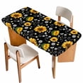 thumbnail image 1 of Black Yellow Sunflower Table Cloths for 6 Foot Rectangle Tables, Summer Botanical Farmhouse Floral Patio Waterproof Elastic Fitted Tablecloths, Washable Rectangular Table Cover for Camping, 1 of 8