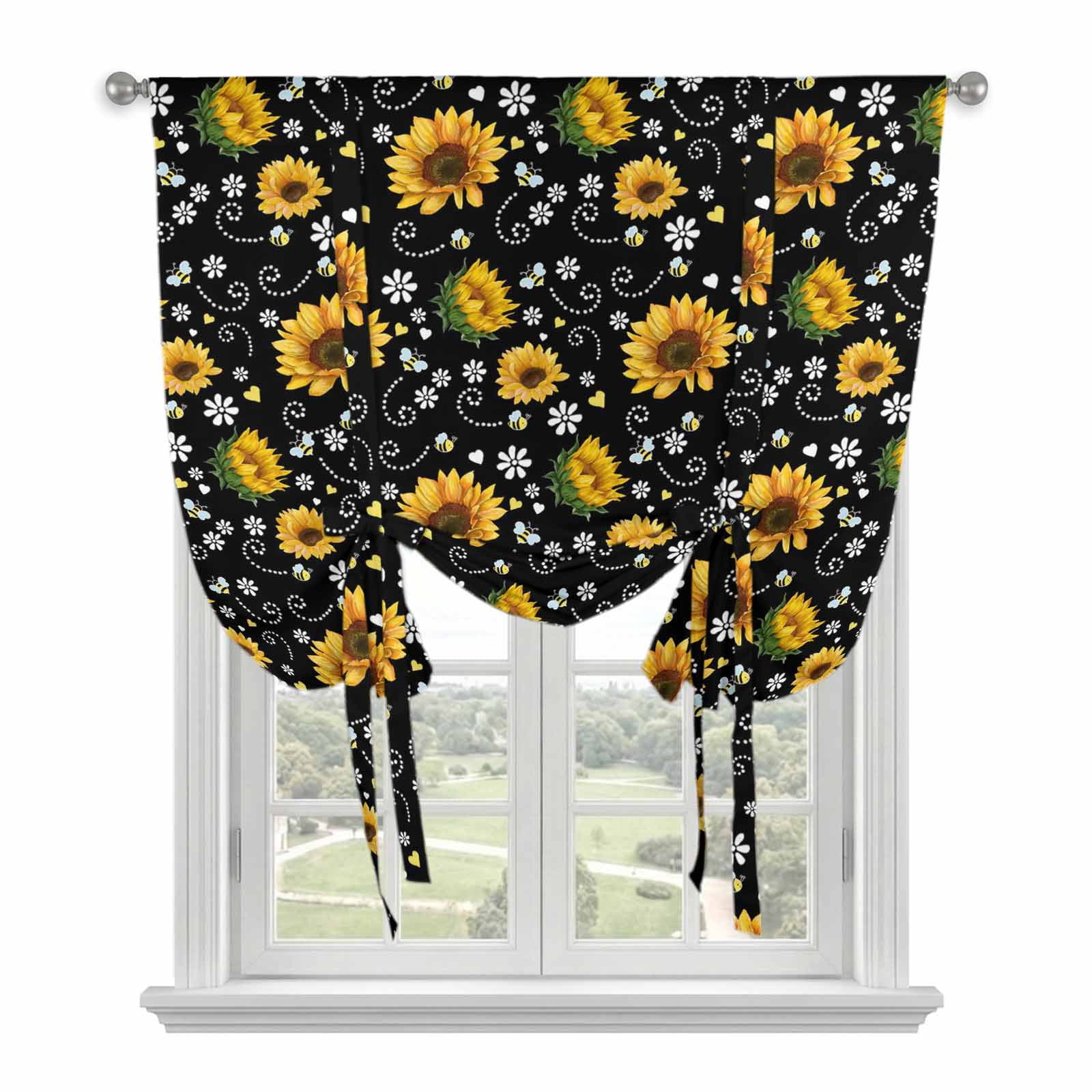 black-yellow-sunflower-tie-up-curtains-for-windows-balloon-window