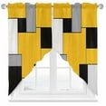 thumbnail image 1 of Black Yellow Swag Curtain Valance for Windows, Geometric Abstract Color Block Contemporary Window Treatments Short Swag Topper for Kitchen Windows Bathroom Bedroom, 36"x63", 1 of 8