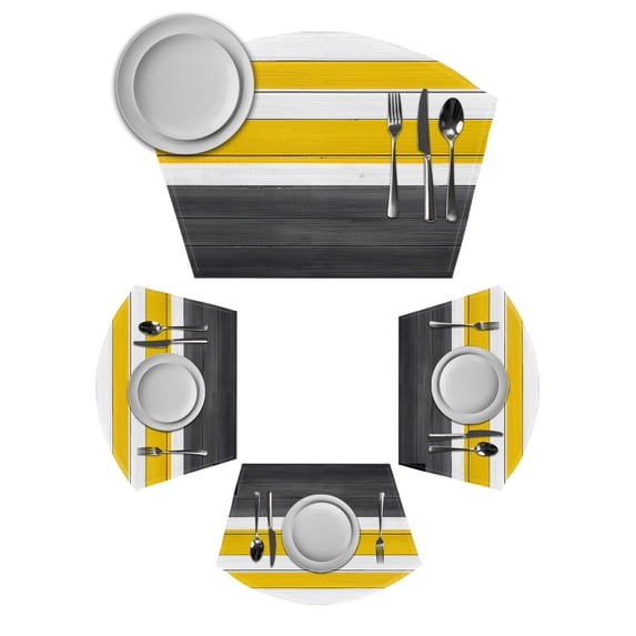 Black Yellow Wooden Round Table Placemats Set of 4 Wedge Placemats ...