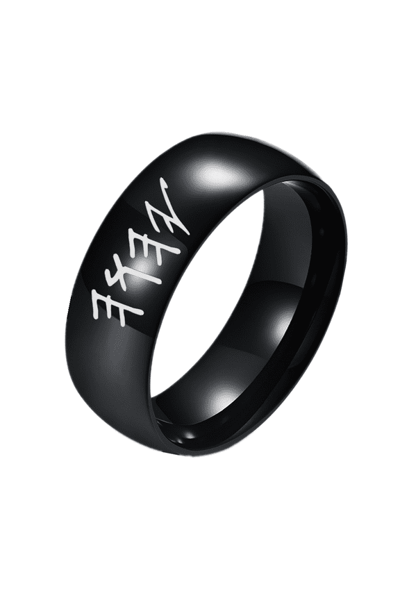 Black Yhwh Paleo Hebrew Polished Ring Jewish Yahweh Jehovah Tetragrammaton Symbol Plain Band Israeli Religious Jewelry Gifts, Size 8