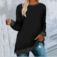thumbnail image 1 of Black Young Adult Tops Women's Clothing Long Sleeve Round Neck Split Top Loose Casual Pullover Top Shirt Plus Size Tops for Women, 1 of 5