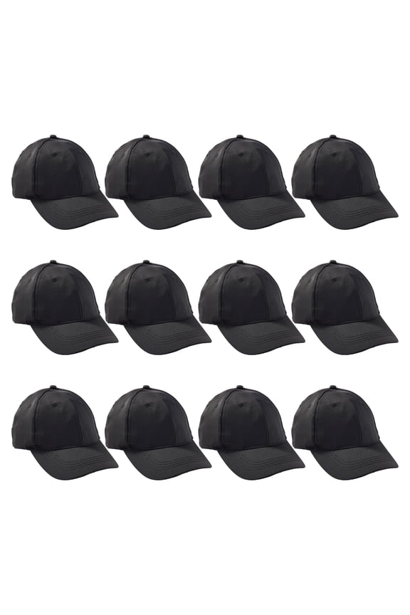 Black Youth Baseball Cap by Make Market â€“ Customizable Hat for Kids - Classic Athletic Style - One Size Fits Most - 12 Pack