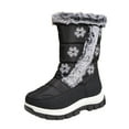 thumbnail image 1 of Black Kids' Winter Boots With Fleece Lining, Snowflake Pattern, High Top, Comfortable Soft Sole For Outdoor Fun, 1 of 7