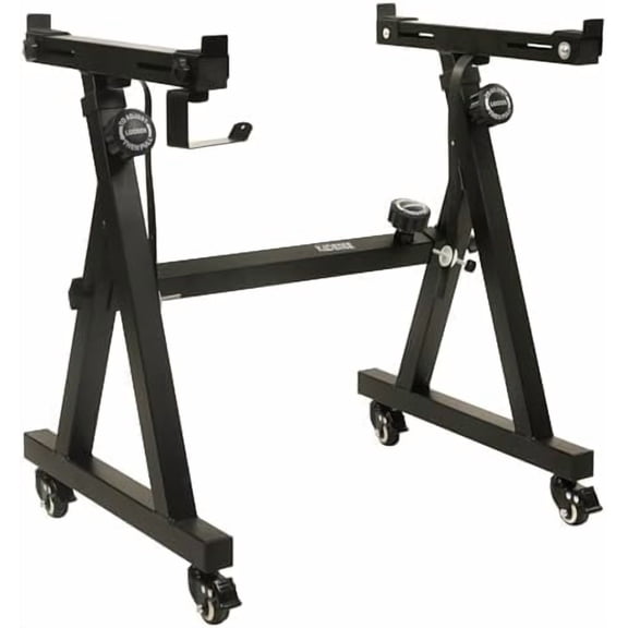 Black Z Style Metal Adjustable Keyboard Stand - Fits 54-88 Key Electric Pianos - Heavy Duty Digital Piano Stand with Wheels$$Music