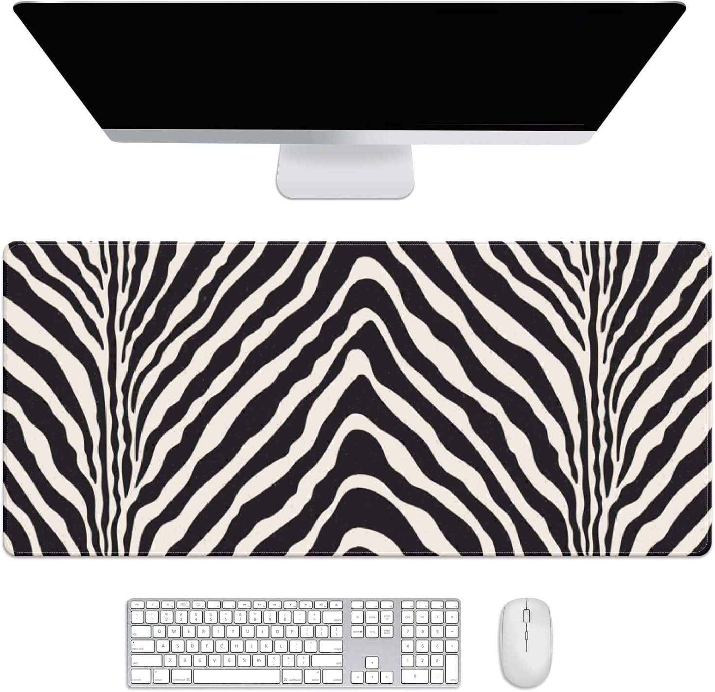 Black Zebra Print Desk Mat, Desk Accessory, Cute Workspace, Trendy Workspace, Trendy, 35.4x15.7in Large Gaming Mouse Pad, Cute Desk Topper, Pretty Desk Pad