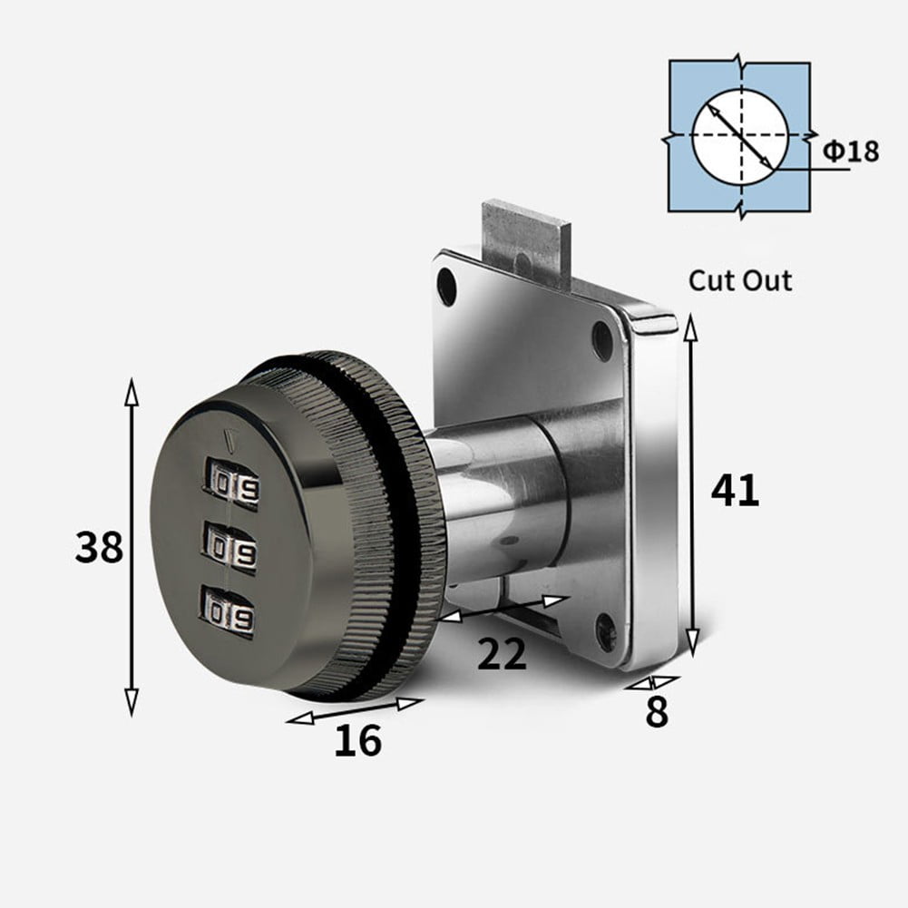 Desk Lock Code Black Zinc Alloy 3 Digit Password Lock for Mailbox Cabinet Desk ...