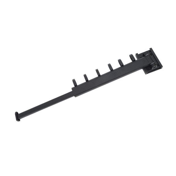 Black Zinc Alloy Wall Mount Telescopic Laundry Drying Rack with 6 Hooks & Adhesive Installation black Balcony Bedroom