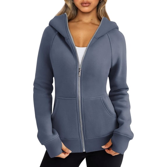 Black Zip Hoodie Jacket Pocket Sweater