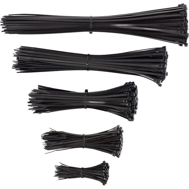 Black Zip Ties, 500 Pack Assorted Sizes, 4