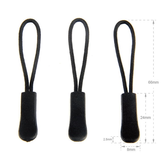 BESTOYARD 100Pcs Black Zipper Pull Head Rope Durable Material for Convenient Zipper Replacement on Bags