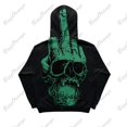 thumbnail image 1 of Black Zipper Quality Dark Skull Style Hoodie Green Pattern Letter Sweater y2k Casual High Street Sweater for Men and Women top, 1 of 6