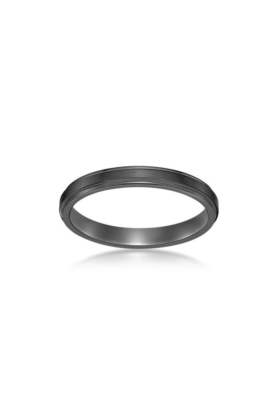 Black Zirconium 3MM Thin Flat Edge Wedding Band Ring Jewelry for Men - Size 10