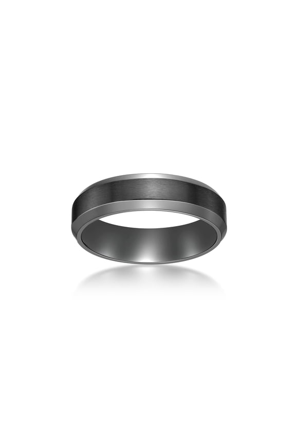 Black Zirconium 6MM Beveled Edge Wedding Band Ring Jewelry for Men - Size 10