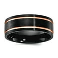 thumbnail image 1 of Black Zirconium Brushed and Polished Rose Ip Plated 8mm Band Size 8 Ring for Women and Men, 1 of 2