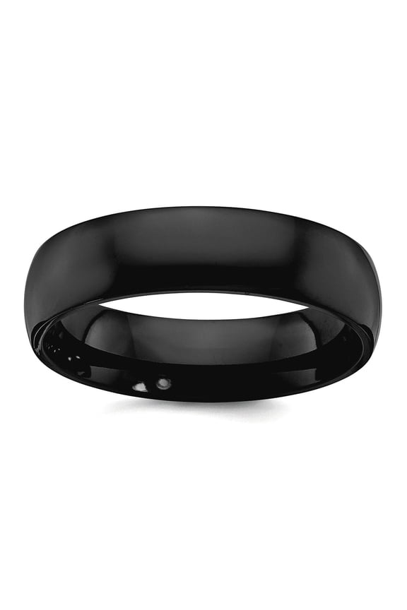 Black Zirconium Polished 6mm Band Size 9 Ring for Women and Men