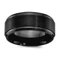 thumbnail image 1 of Black Zirconium Polished With Brushed Center 9mm Beveled Edge Band Size 8 Ring for Women and Men, 1 of 2