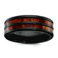 thumbnail image 1 of Black Zirconium Polished With Wood Inlay Center 8mm Band Size 12.5 Ring for Women and Men, 1 of 2
